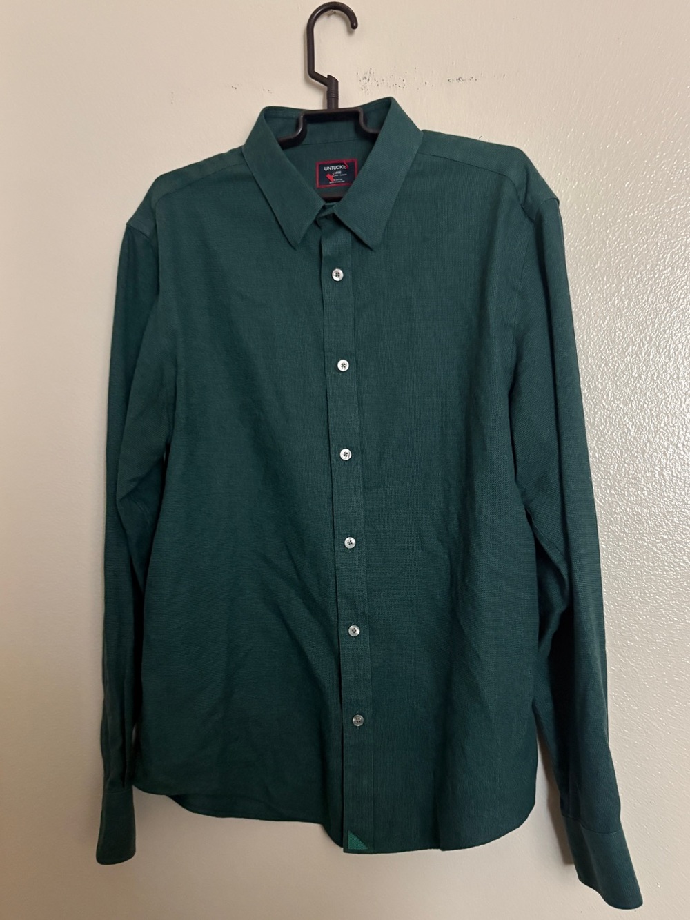 UNTUCKit Teal Green Textured Button-Down Shirt Long Sleeve Cotton Shirt Large
